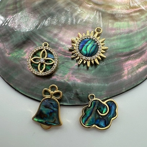 Pendentifs DIY plaqués or 18K avec nacre d'abalone en forme d'étoile pour bijoux