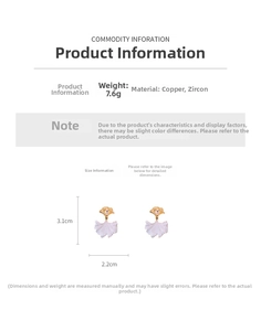 Detailed dimensions of ginkgo leaf earrings with zircon and copper gold plating