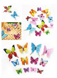 Detail view of 3D lifelike PVC butterfly wall stickers with vibrant colors and textures