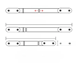 Size chart for elastic no-buckle belt, showing adjustable lengths from 45cm to 110cm