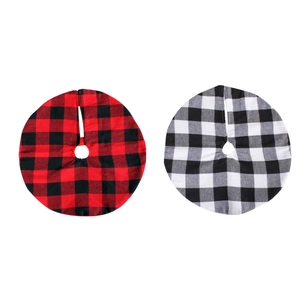 Classic Buffalo plaid Christmas tree skirts set in red and white checkered patterns