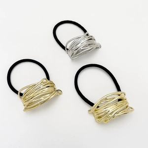 Minimalist Alloy Metal Irregular Wire Wrap Ponytail Hair Tie Scrunchie Non Marking High Elasticity Sweet Cool Style For Women