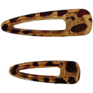 Minimalist leopard print resin hair clip set with brown tortoise pattern for women