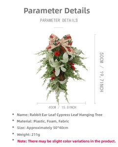 Detailed view of artificial Christmas swag with pine cones and berries showing 50x40cm size