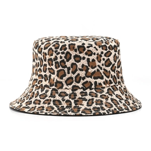 Sombrero de pescador reversible con estampado de leopardo clásico y diseño retro