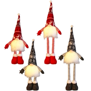 Luminous Christmas gnomes with LED lights, long retractable legs and striped trousers