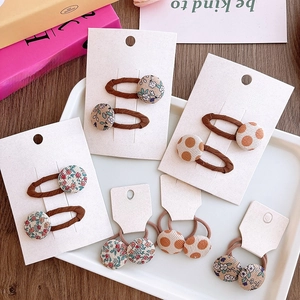 Pinzas Y Gomas Para El Pelo Niños Botón Tela Flores Lunares Estilo Dulce Accesorios Bebé Niñas