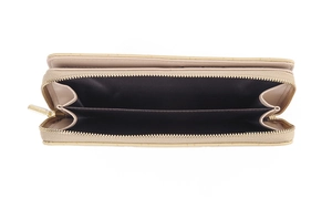 Lange beige PU-Leder Geldbörse mit Reißverschluss und praktischem Ziehharmonika-Innenfach
