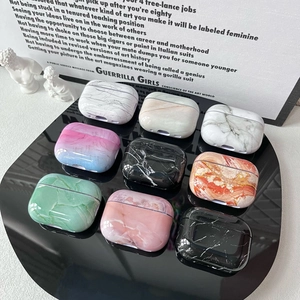Marble Texture Earphone Case Compatible With AirPods Pro 2 Hard PC Protective Cover Glossy Full Protection Skin Accessories