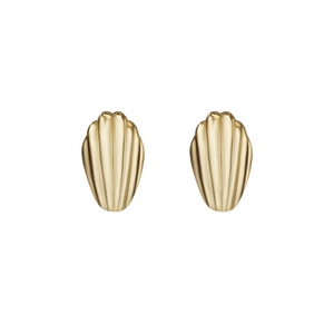 Minimalist gold S925 silver stud earrings featuring elegant shell wave texture patterns
