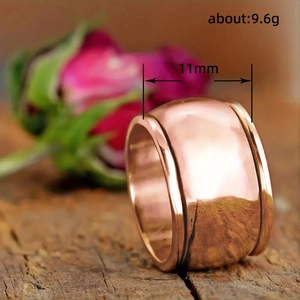Polished copper wide band ring for men and women, 11mm width and 9.6g weight