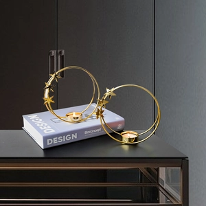 Modern gold iron ring candle holders with snowflake and star accents for home decor