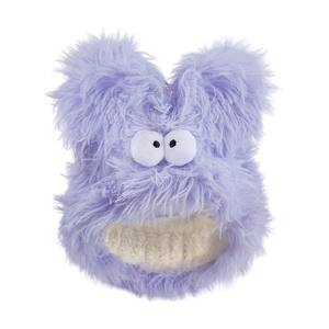 Detailed view of the soft purple plush texture and cute cartoon eye design on the headband