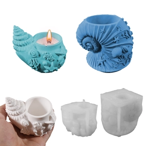 Conch Shell Candle Cup Silicone Mold 3D Ocean Marine Starfish Coral Relief For DIY Handmade Aroma Candle Plaster Resin