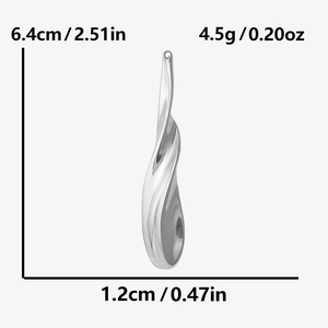 Detailed dimensions of the 304 stainless steel wavy pendant with scale markers