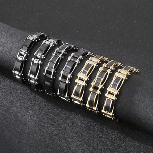 Men's Stainless Steel Carbon Fiber Bracelet Mechanical Motorcycle Chain Punk Hip Hop Industrial Style Jewelry