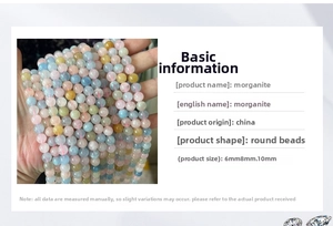Detail view of colorful natural Morganite beads held in hand for jewelry DIY