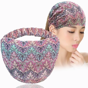 Fascia Larga Boho Etnica Motivo Jacquard Vintage Tessuto A Maglia Fascia Elastica Per Capelli Da Donna Stile Outdoor