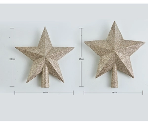 Detailed comparison of 20cm and 25cm glittering gold star toppers for Christmas trees