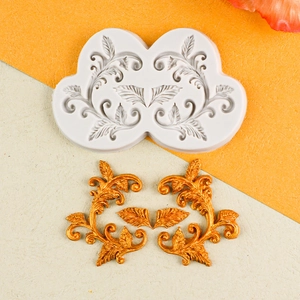 Moule en silicone motif feuilles baroques pour décoration de gâteaux et résine DIY