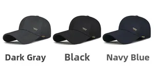 Detail of men's baseball caps featuring 'SPORTS STYLE' metal logo and curved brim