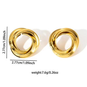 Boucles d'oreilles créoles torsadées vintage en acier inoxydable doré brillant