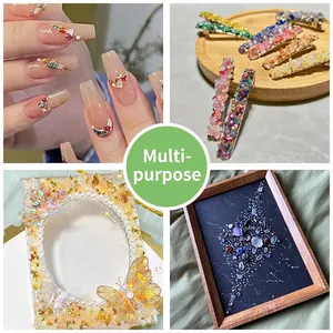 7-Grid iridescent glass crushed stone set for DIY nail art and creative crafts