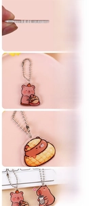 Close-up of acrylic Capybara keychain featuring sandwich layer design and laser cut edge
