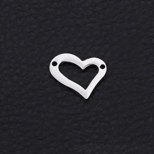 Hollow Heart Pendants Stainless Steel Gold Plated Open Heart Connectors For DIY Necklace Bracelet Making Polished Accessories