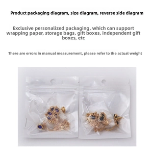 Detail view of crystal heart jewelry set displayed in transparent PE packaging bags
