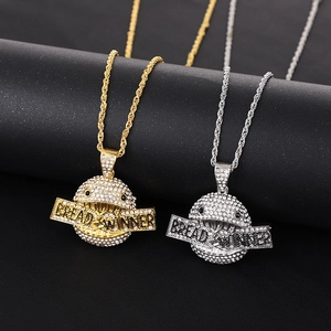 Hip hop Bread Winner pendant necklaces in gold and silver finish with CZ stones