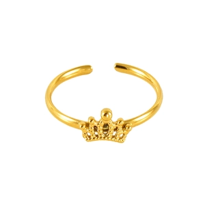 Bague couronne minimaliste en acier inoxydable plaqué or 18k avec taille ajustable