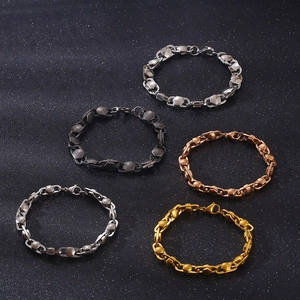 Polygonal titanium steel chain bracelets in silver, gold, rose gold and black colors