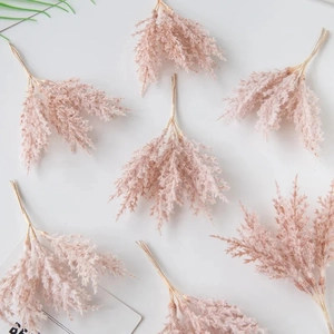 Set of 7 realistic artificial faux cedar branches in light pink and champagne colors