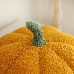 Cute pumpkin plush pillow in orange fleece fabric for cozy living room home decoration