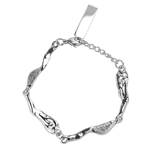 Minimalist Irregular Wavy Link Bracelet Stainless Steel Polished Niche Design Unisex Adjustable Hand Jewelry