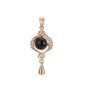Luxury color-changing stone pendant necklace with gold teardrop and crystal halo
