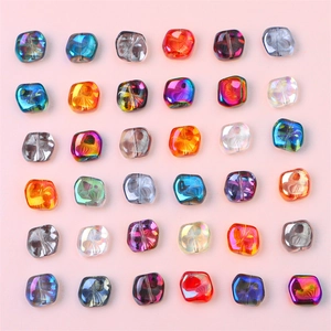 Irregular Square Glass Loose Beads Gradient Aurora Cracked Texture Crystal Spacer Beads For DIY Jewelry Making