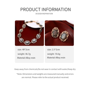 Macro detail of vintage resin marble texture necklace and earrings jewelry set in gold finish