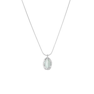 18k gold plated stainless steel snake chain necklace featuring a cat-eye stone pendant
