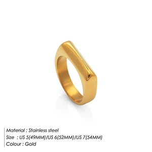 Minimalist 18K gold plated stainless steel geometric flat ring for men and women