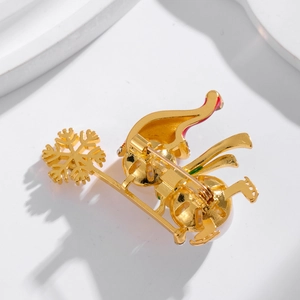 Broche de bonhomme de neige de Noël avec placage à l'or et strass sur alliage de qualité