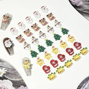 Christmas resin nail art charms featuring cute snowman reindeer and tree shapes