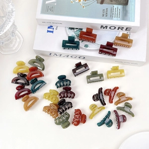 Colorful jelly mini hair clips in various shapes like rectangle and semi-circle
