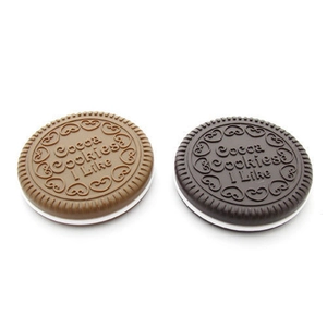 Cute chocolate cookie-shaped folding makeup mirrors in light and dark brown finishes