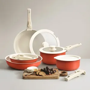 Detachable Handle Cookware Non-Stick Aluminum Alloy Pots And Pans Stackable Space Saving Oven Safe Induction Compatible