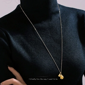 Minimalist Stainless Steel Double Waterdrop Pendant Necklace For Women Gold Silver Plated Teardrop Long Sweater Chain Jewelry