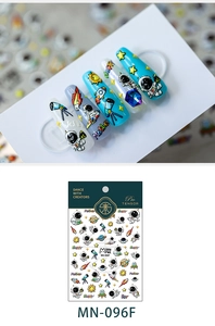 Stickers 3D détaillés pour ongles thème astronaute avec fusées et planètes pour manucure