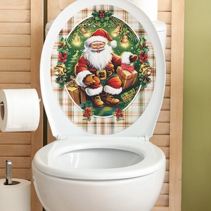 Adesivo per Coperchio del Gabinetto di Babbo Natale di Natale PVC Rimovibile Decorazione per il Bagno per la Festa