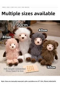 Cute plush goats in four colors and three sizes shown in a cozy home setting
